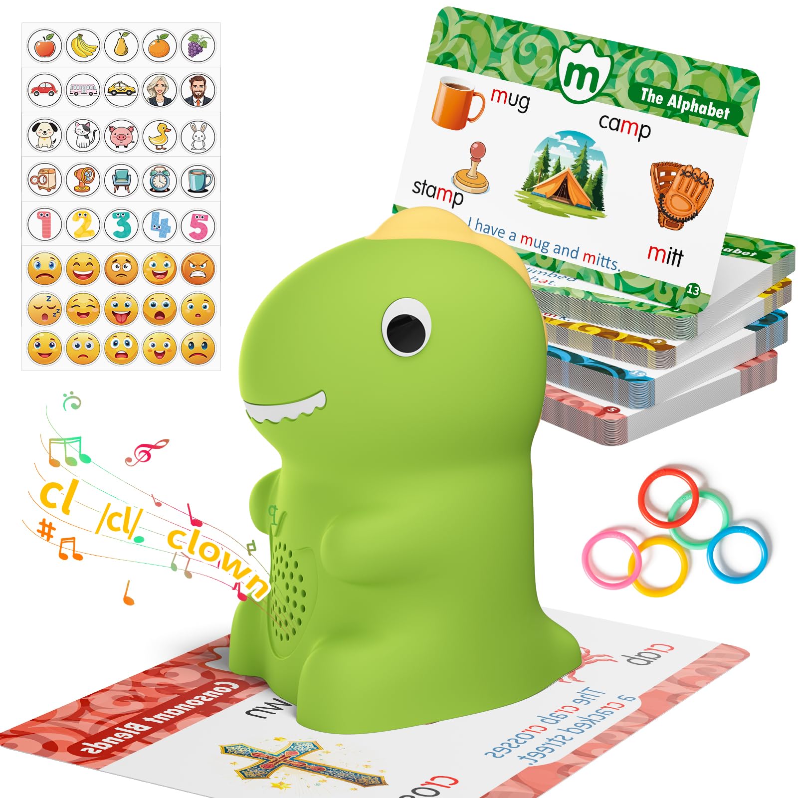 Fabeto green dinosaur pen for engaging early reading and sound feedback