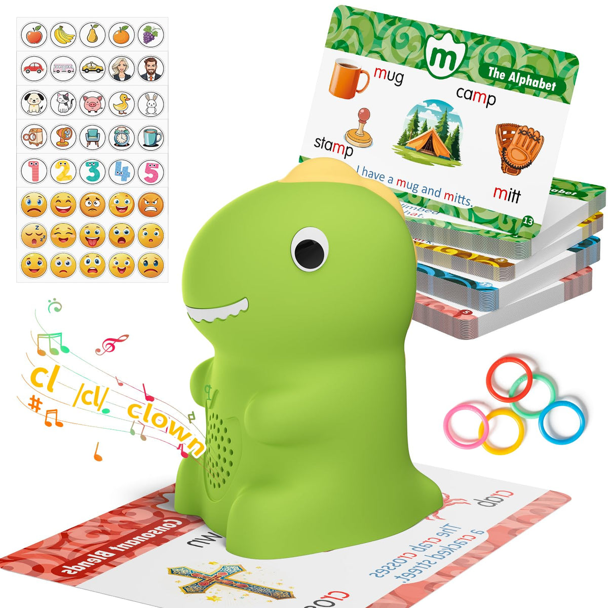 Fabeto green dinosaur pen for engaging early reading and sound feedback