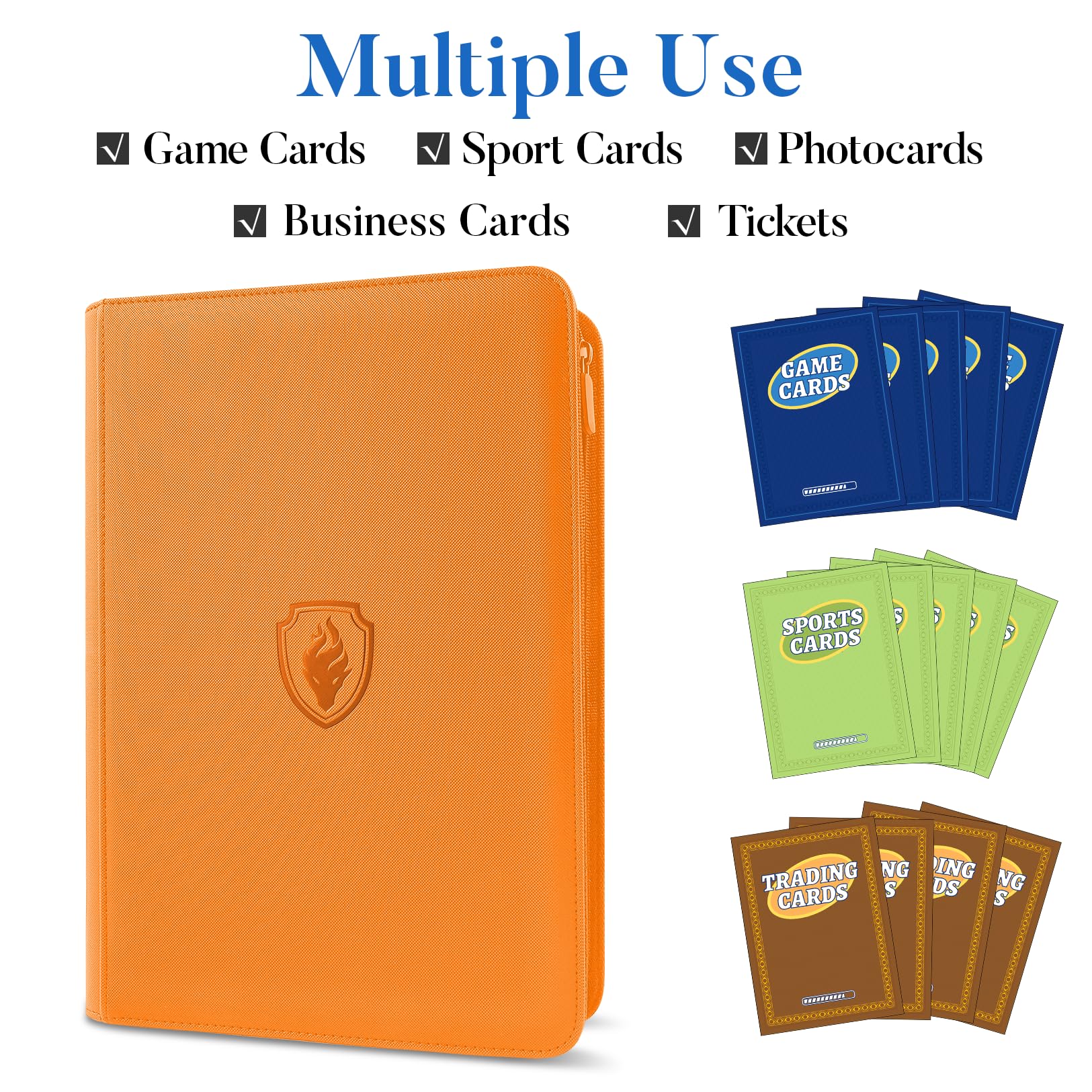 Fabmaker 9-pocket binder opened to reveal 360-card capacity.