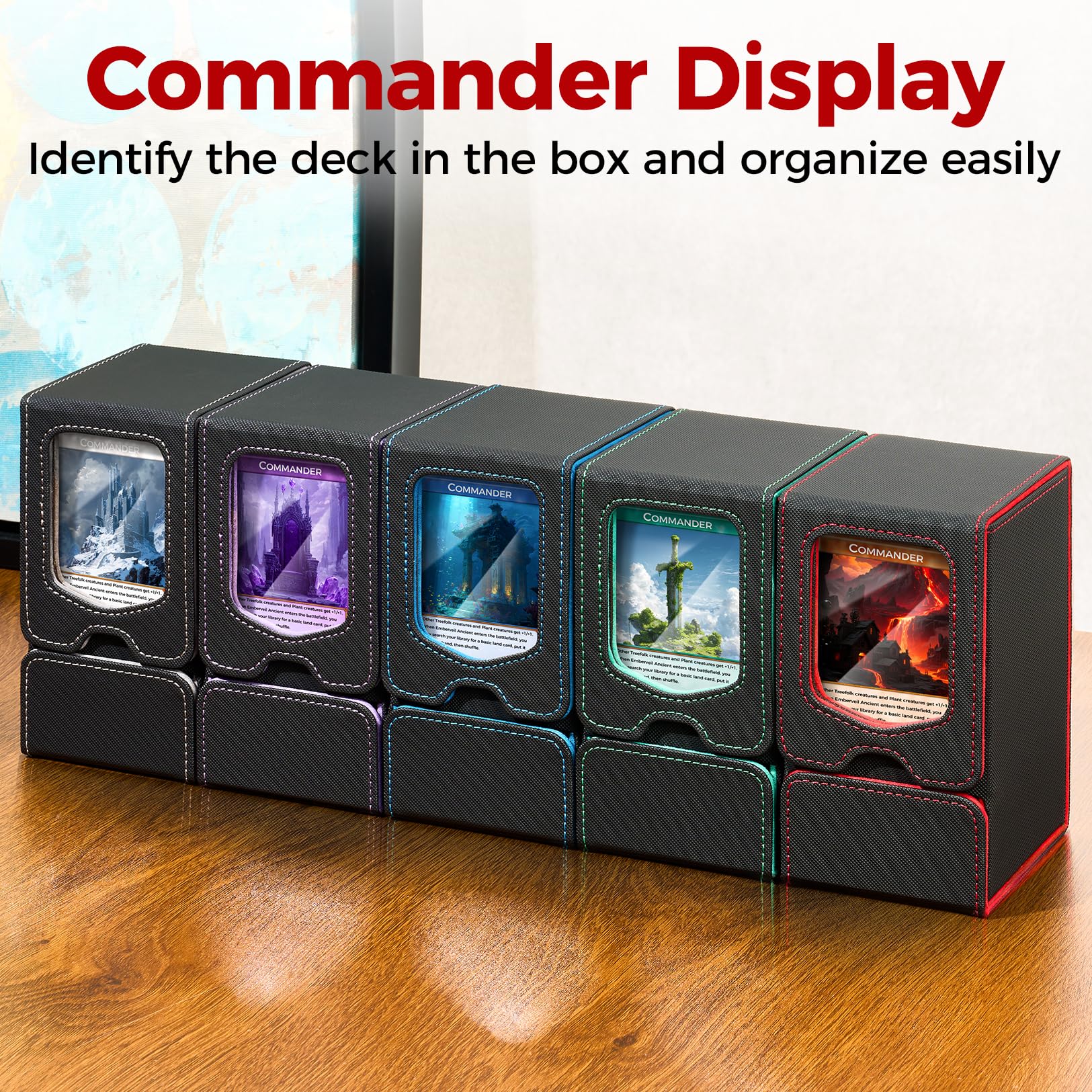 Fabmaker Deck Box card-stand enables hands-free access during gameplay
