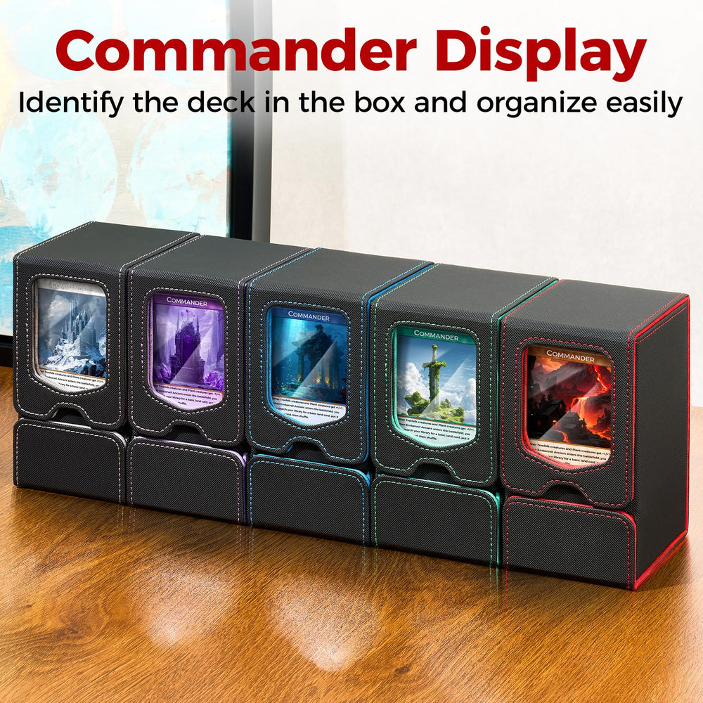 Fabmaker Deck Box card-stand enables hands-free access during gameplay