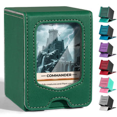 Fabmaker deck box with Leader View window reveals key cards before play