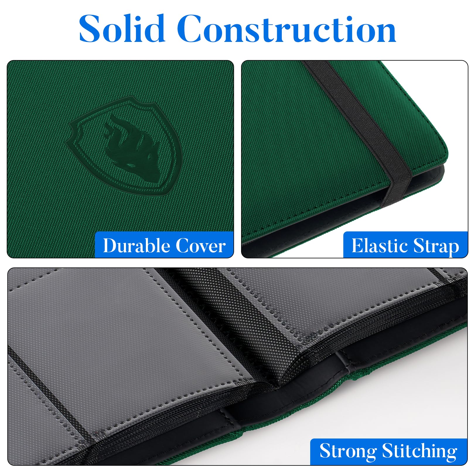 Fabmaker Premium 9-pocket binder open layout showing 360-card capacity and easy viewing.