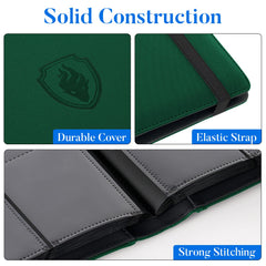 Fabmaker Premium 9-pocket binder open layout showing 360-card capacity and easy viewing.