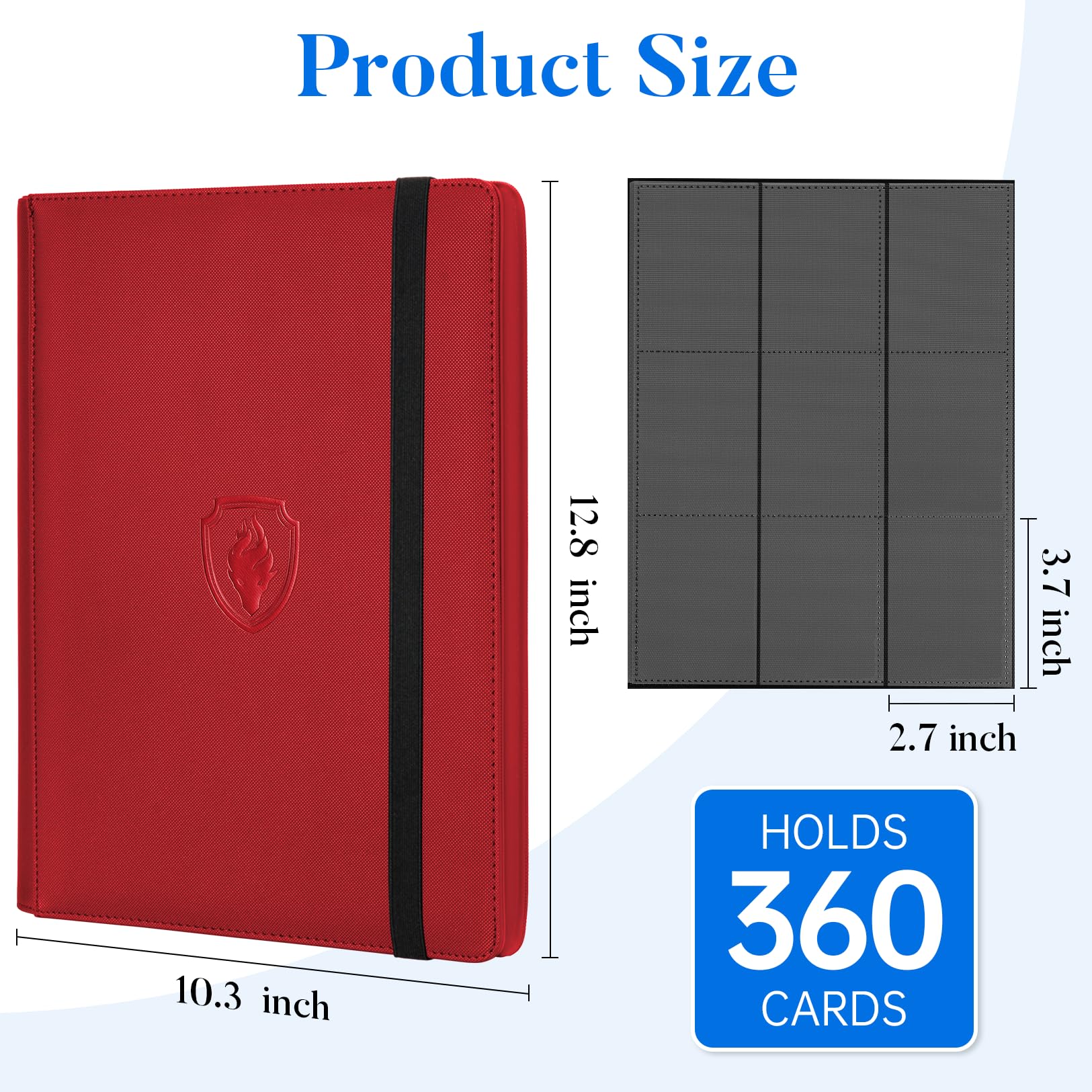 Fabmaker red binder dimensions fit sleeved MTG and sports cards.