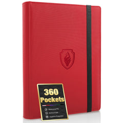 Fabmaker Premium 9-Pocket Card Binder, red front cover, organize your collection.
