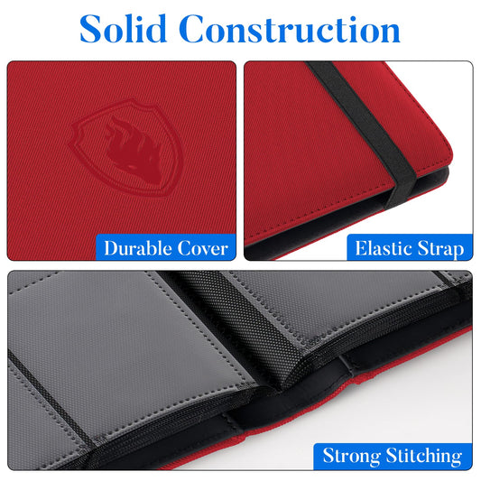 Fabmaker red binder interior pages safely hold 360 cards.
