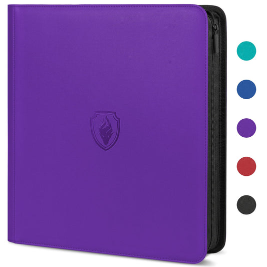 Fabmaker Premium Zip Card Binder front view showing 12-pocket layout for organized collection.
