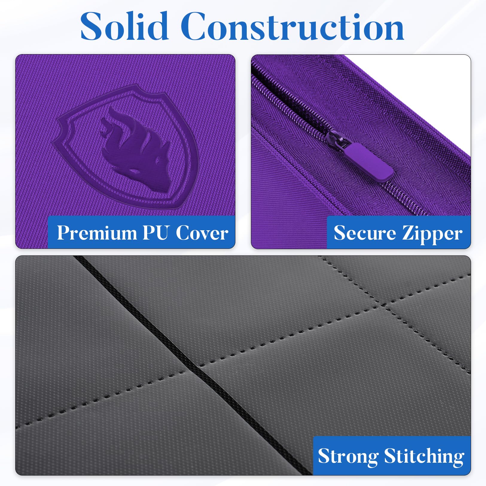 Fabmaker zip card binder side-loading pages for easy card insertion and protection.