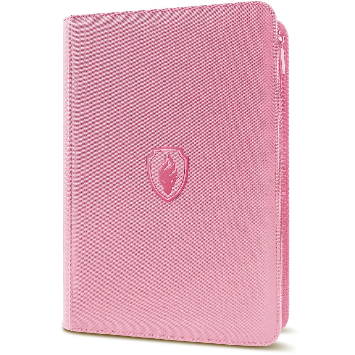 Fabmaker pink zip binder cover shows secure closure for reliable protection.