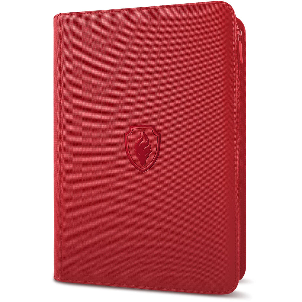 Fabmaker Premium Zip Card Binder red cover showing durable PU exterior for secure storage.