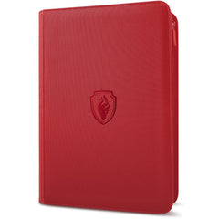 Fabmaker Premium Zip Card Binder red cover showing durable PU exterior for secure storage.