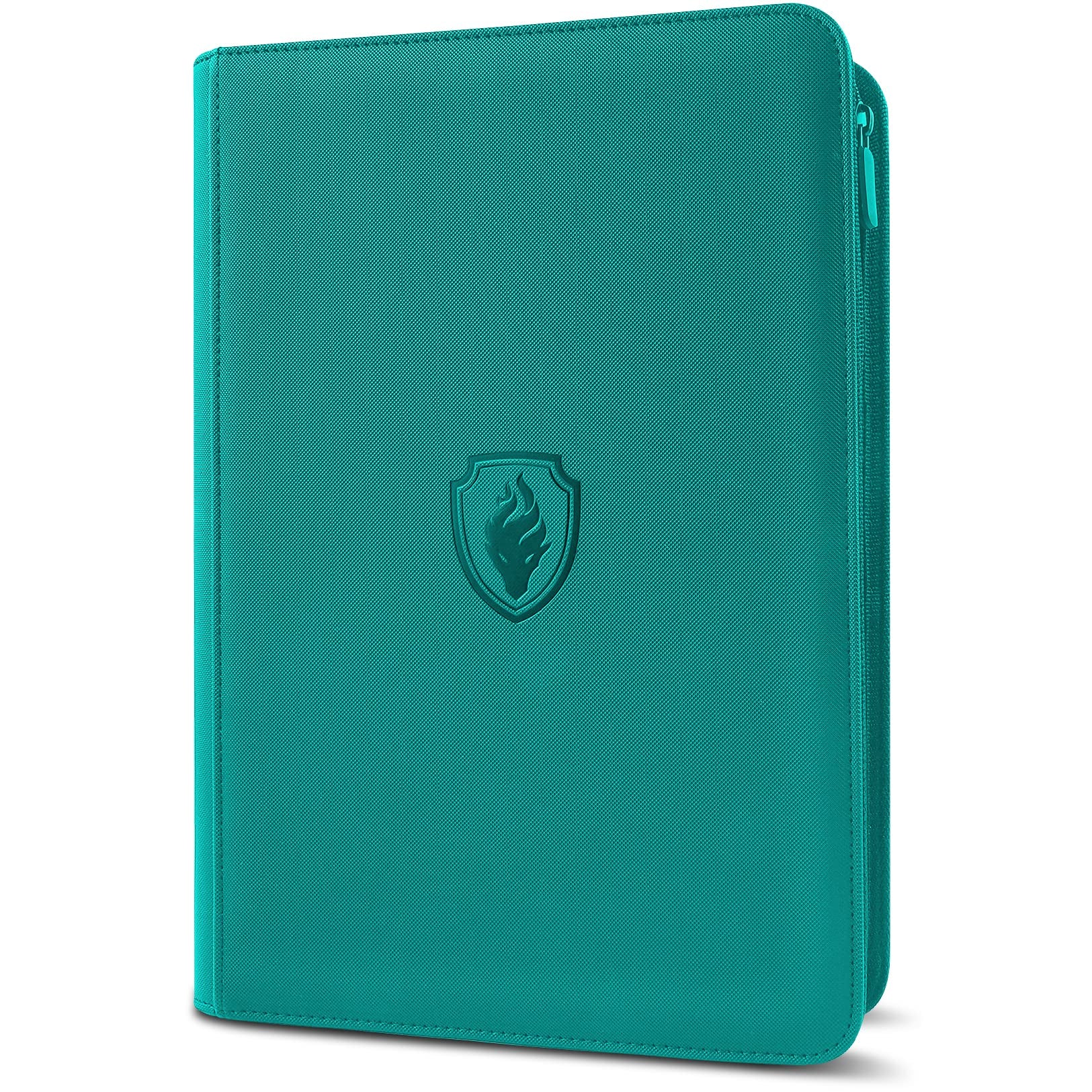 Fabmaker Premium Zip Card Binder turquoise front cover showing durable protection