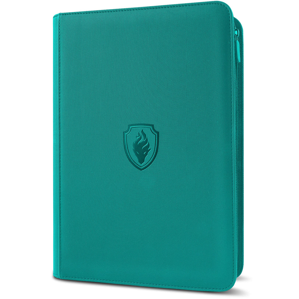Fabmaker Premium Zip Card Binder turquoise front cover showing durable protection