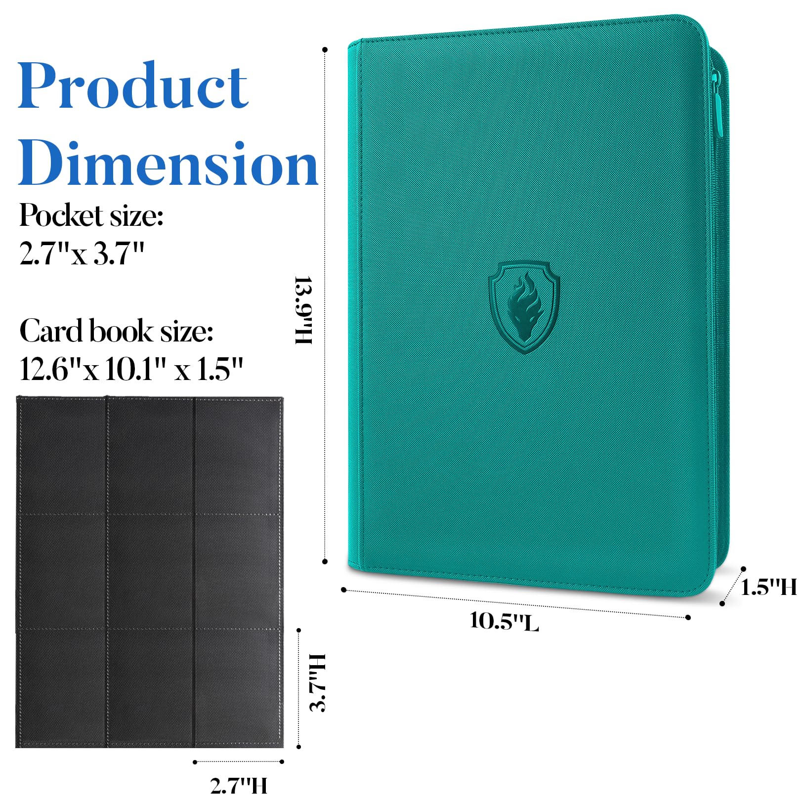 Inside layout of Fabmaker turquoise binder with padded pages and pockets