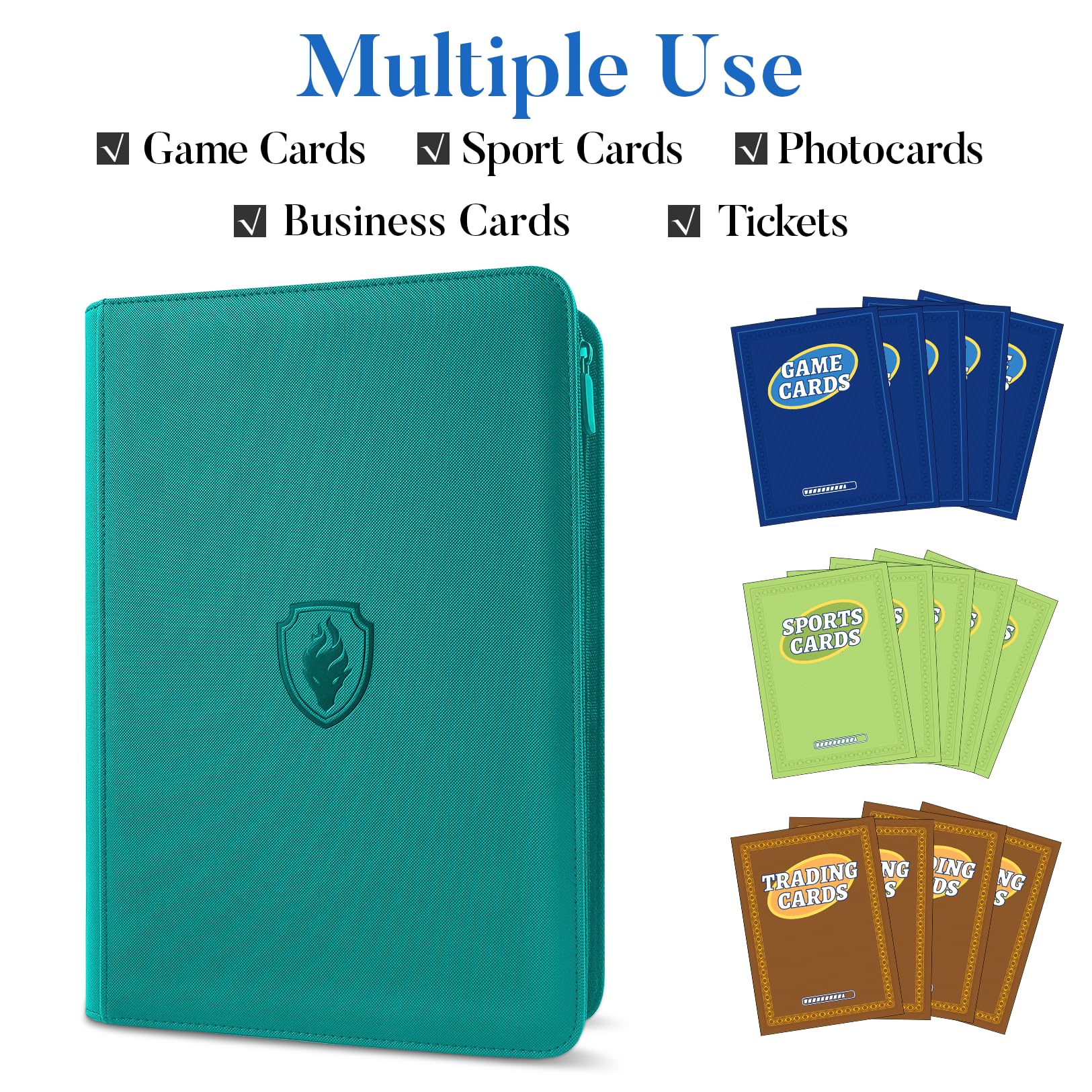 Side loading pages of Fabmaker binder in turquoise for easy card insertion