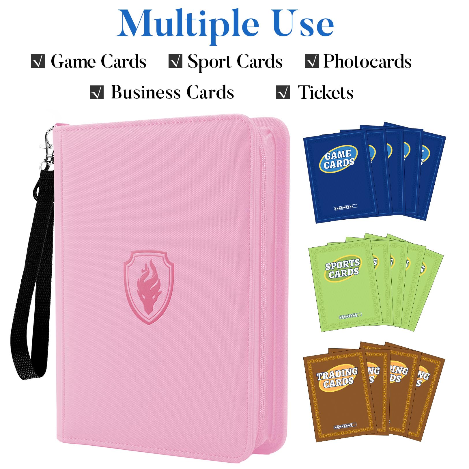 Fabmaker PU card binder interior demonstrates 320-card capacity with clear sleeves.