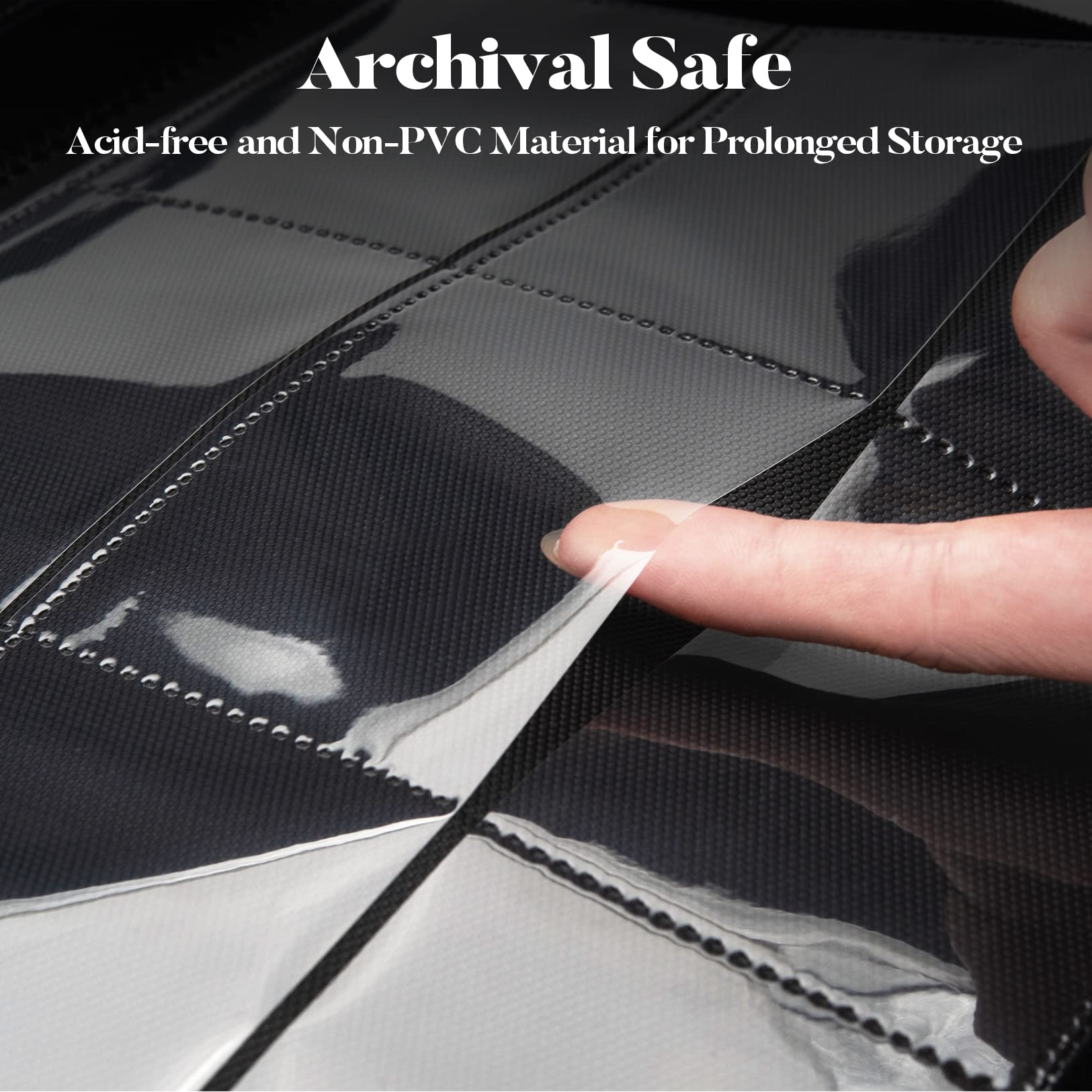 Side-loading pockets on Fabmaker binder simplify card insertion and protection.