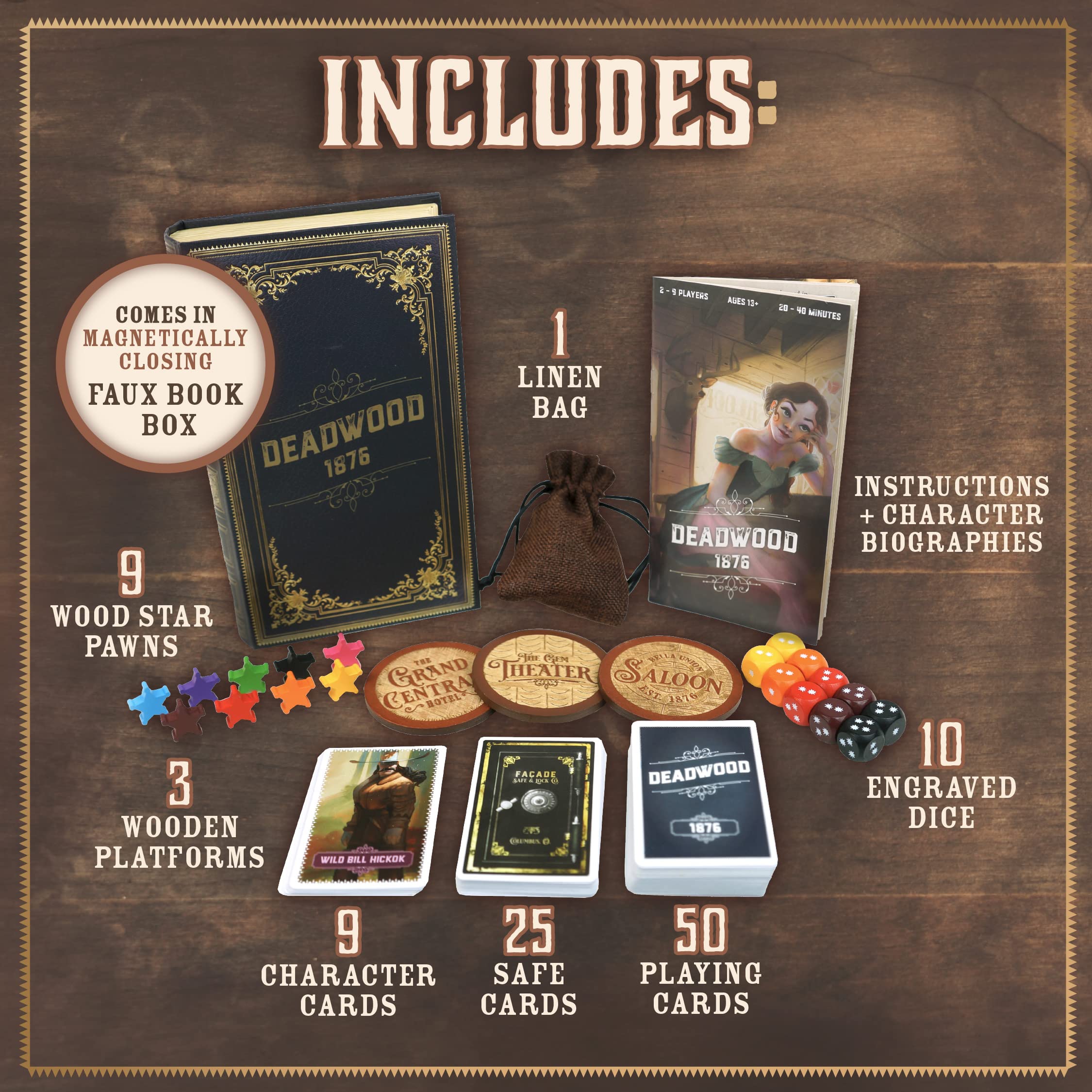 Playing cards set from Deadwood 1876 ready for strategy and bluff
