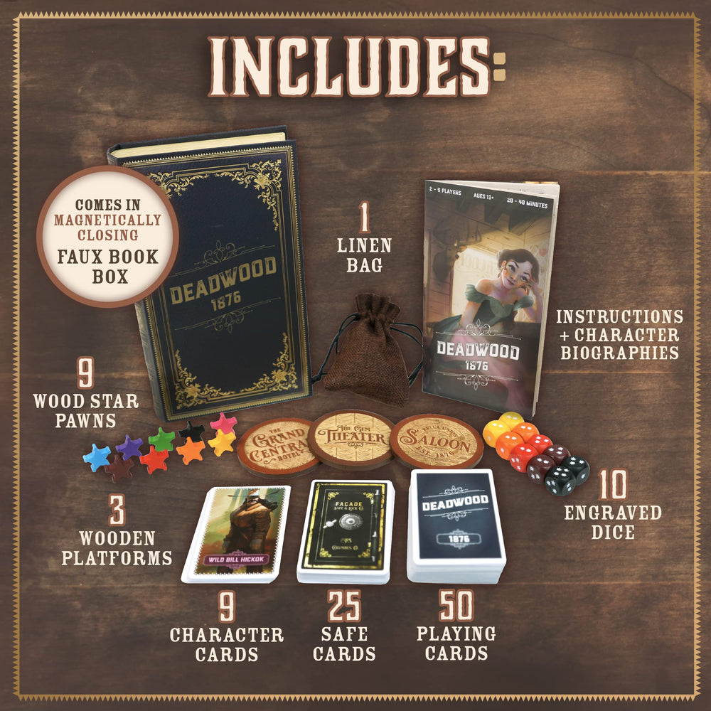 Playing cards set from Deadwood 1876 ready for strategy and bluff