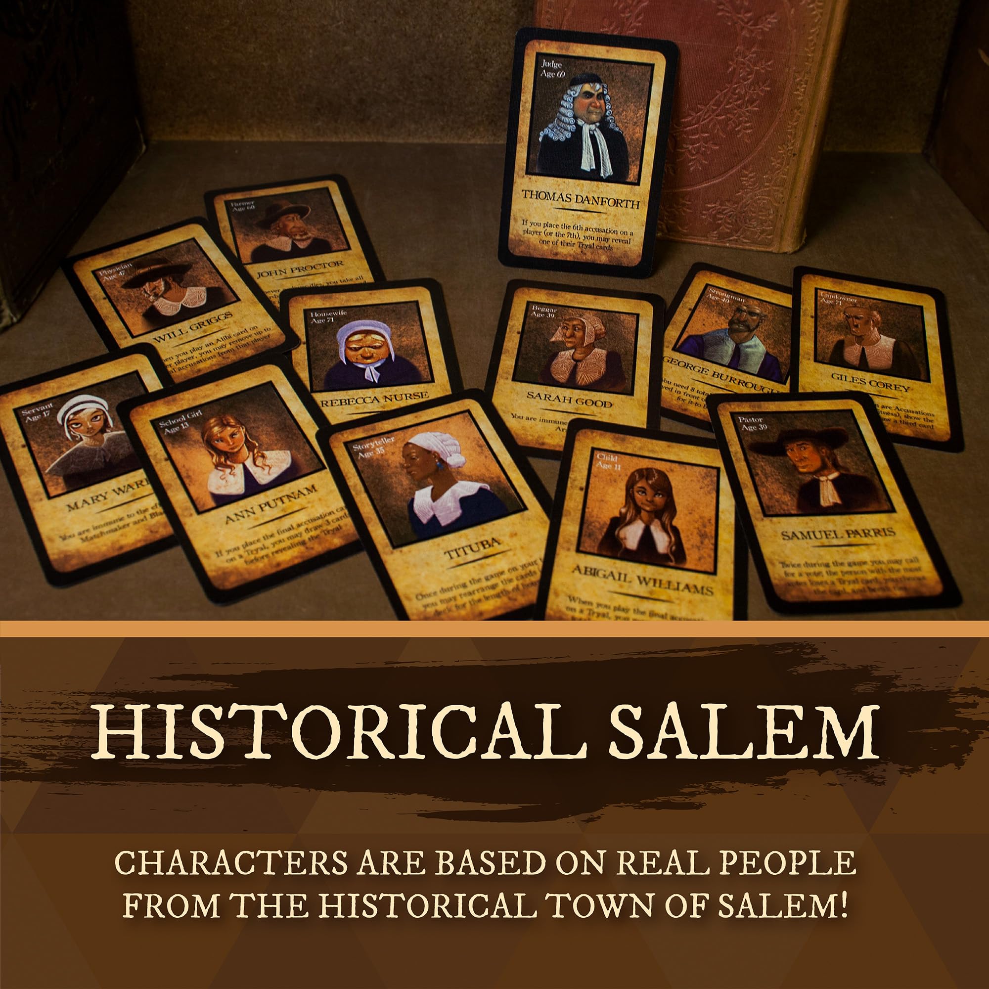 Group play scene of Salem 1692 Deluxe Edition at a table during game night