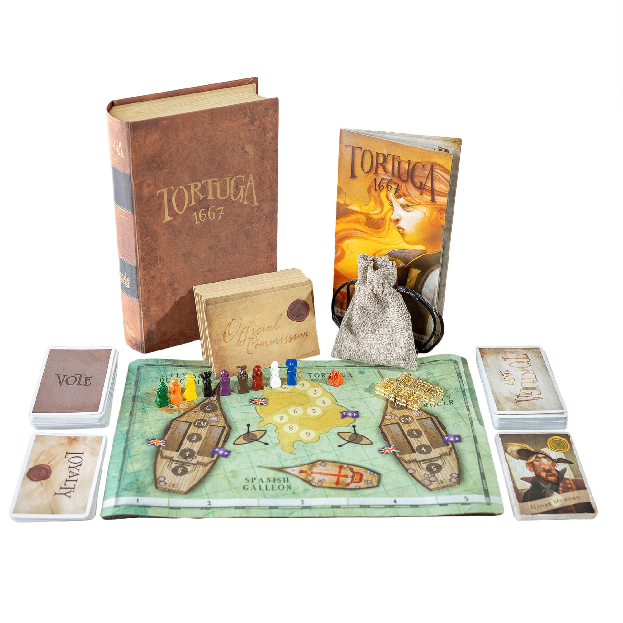Facade Games Tortuga 1667 deluxe box with magnetic faux book design for easy storage