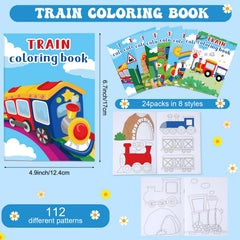 Faccito train coloring book pages with double-sided designs for creative coloring on the go.