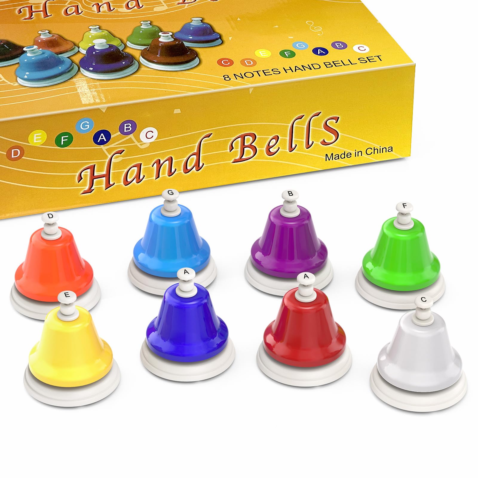 Facmogu desk bells with 8-note layout for guided musical practice.