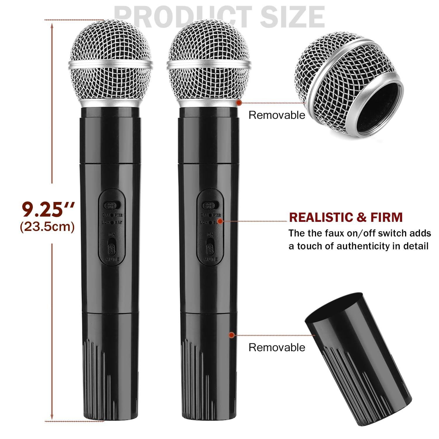 Facmogu realistic microphone prop detail with authentic on off style