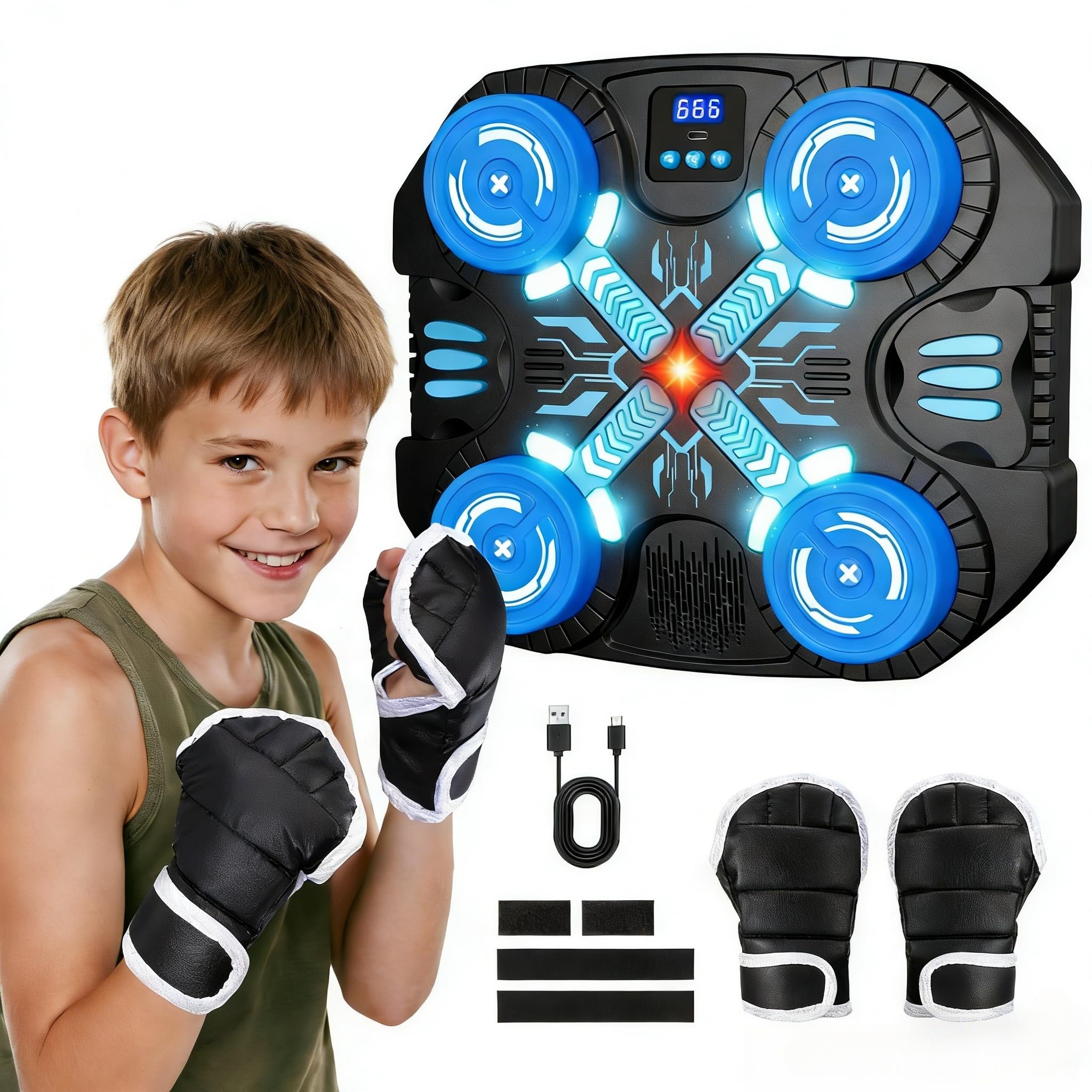 faentwc boxing machine front view with music for active kid play