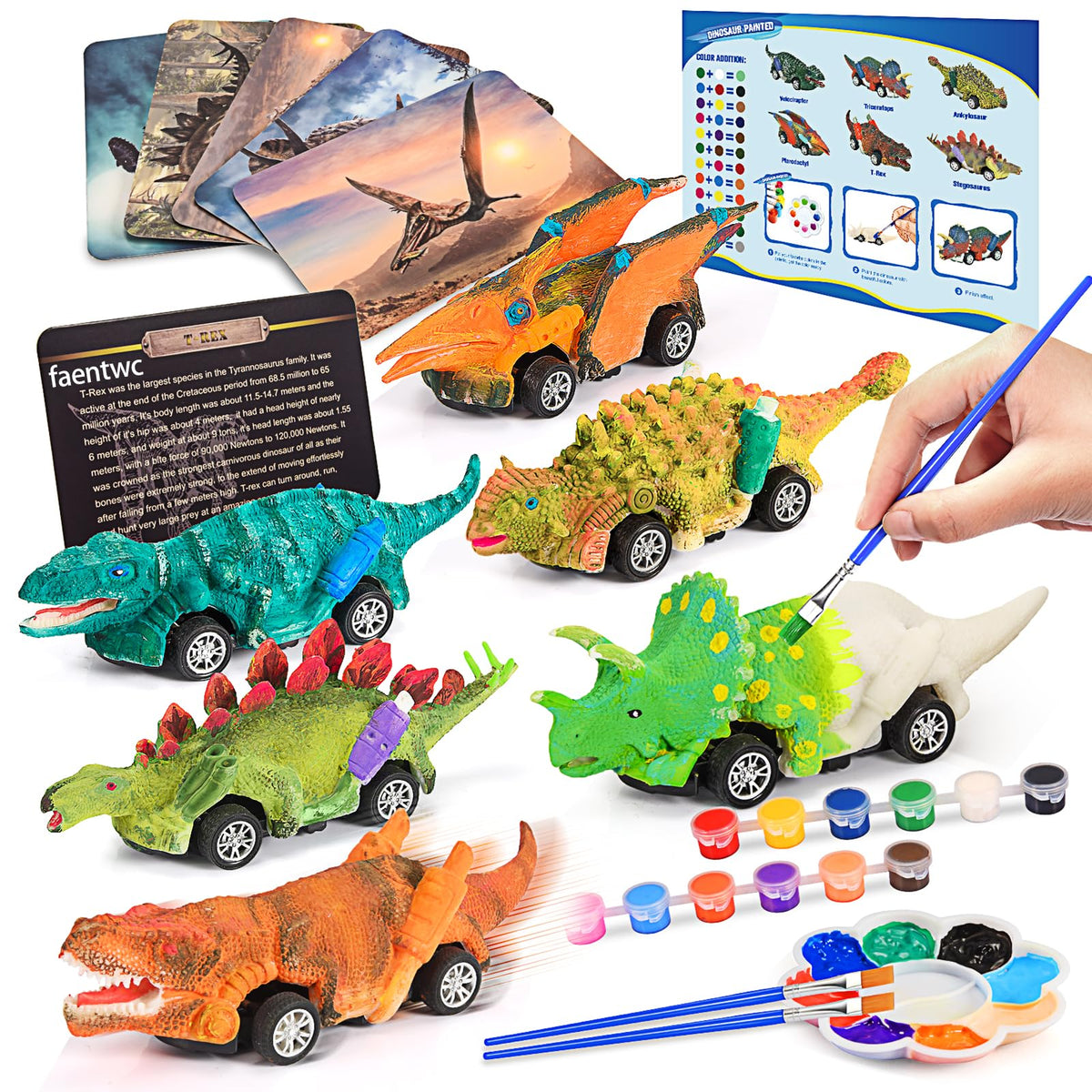 faentwc dinosaur painting kit with color trays sparks creativity during arts and crafts