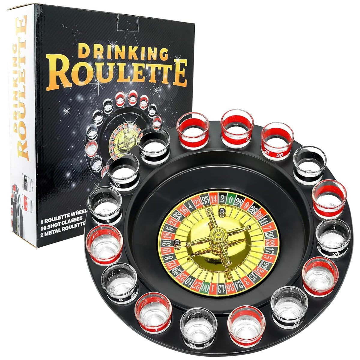 Fairly Odd Novelties Shot Glass Roulette wheel ready for party nights