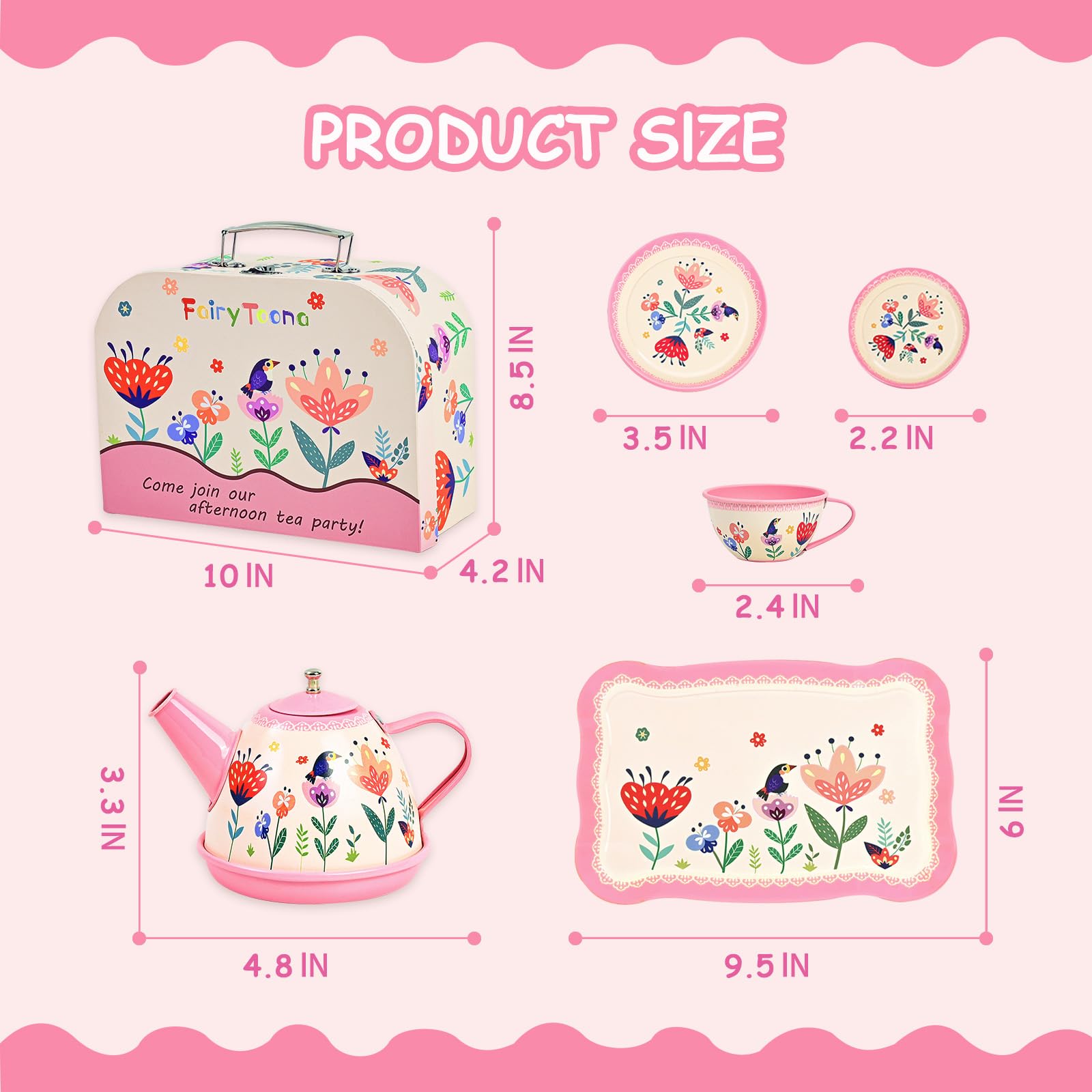 Fairy Toona floral tea party plates pink ideal for pretend meals and sharing
