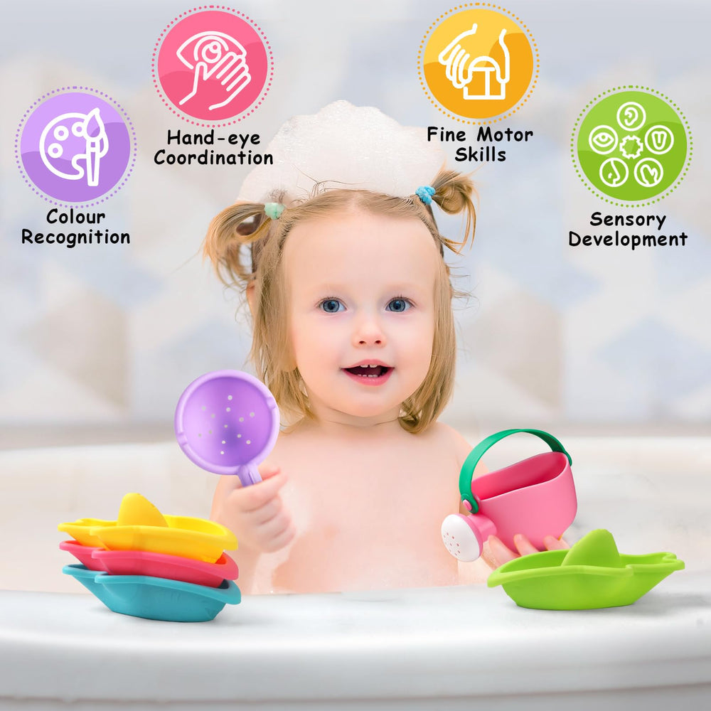 Fajiabao baby bath toy boat-2 encourages stacking and splash learning