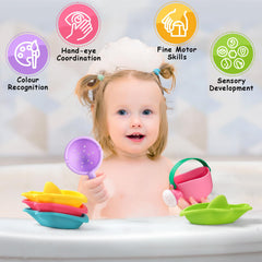 Fajiabao baby bath toy boat-2 encourages stacking and splash learning