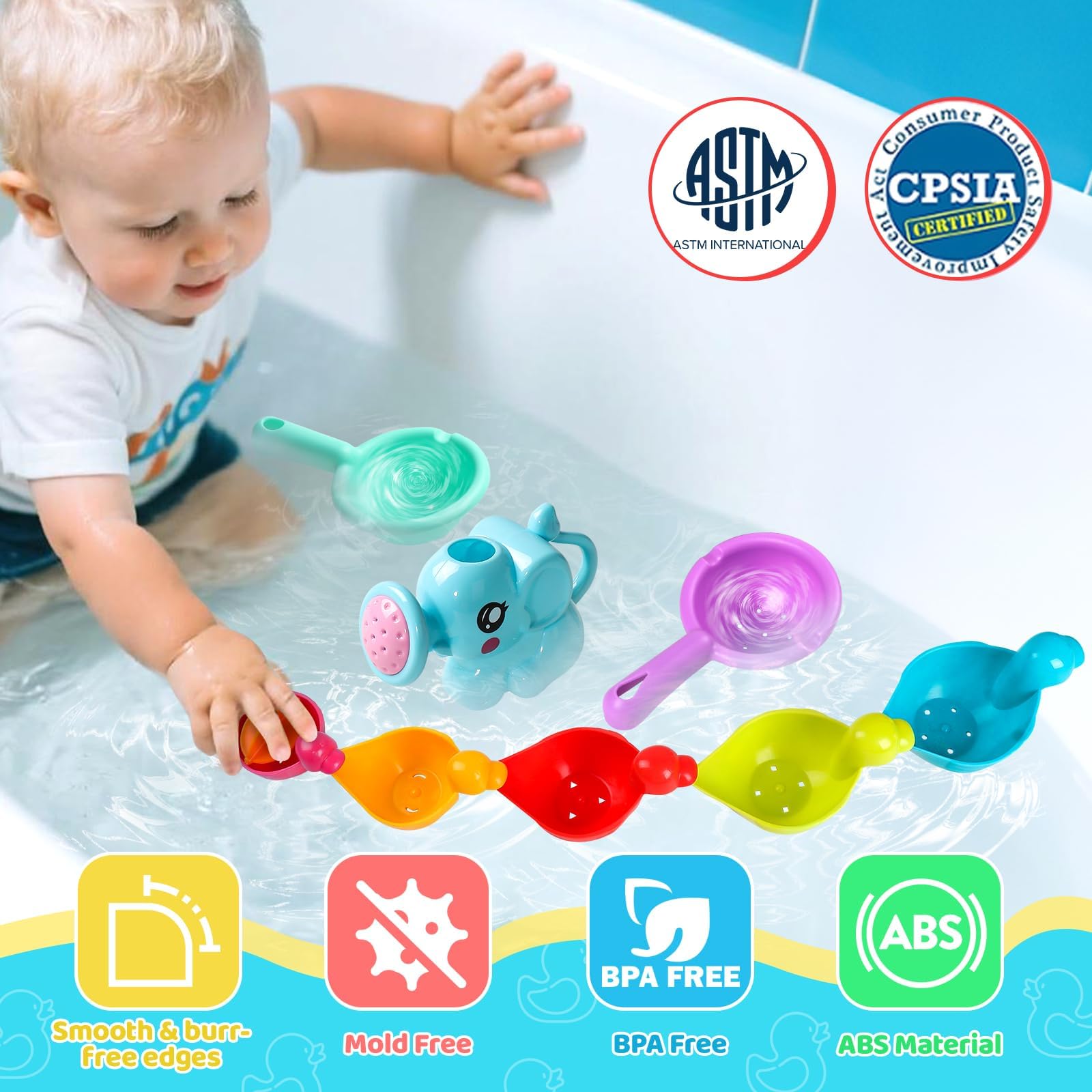 Fajiabao colorful bath time set promotes focused play