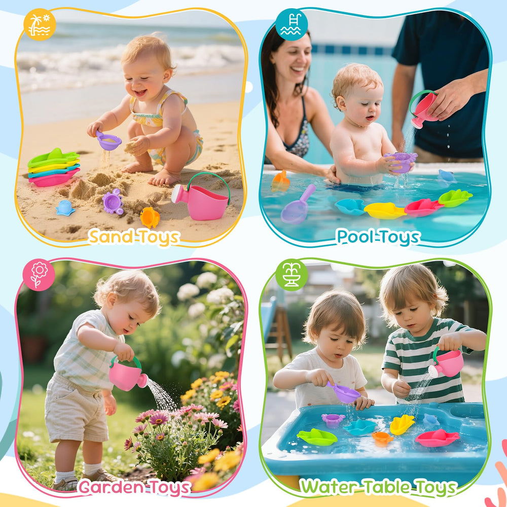 Fajiabao stackable cups show different bottoms for stamping games on sand.
