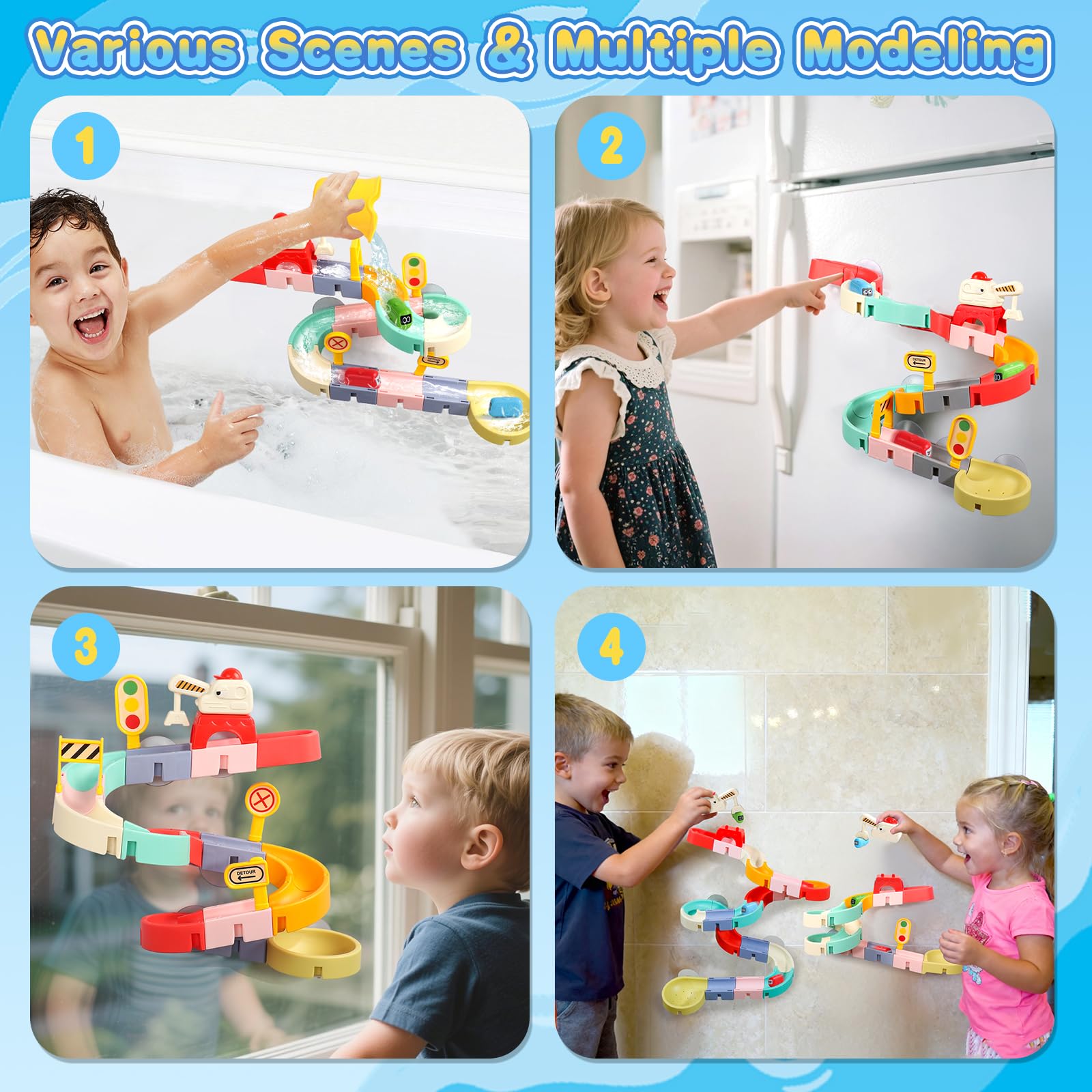 Fajiabao city-road bath toys inspire traffic and rescue storytelling