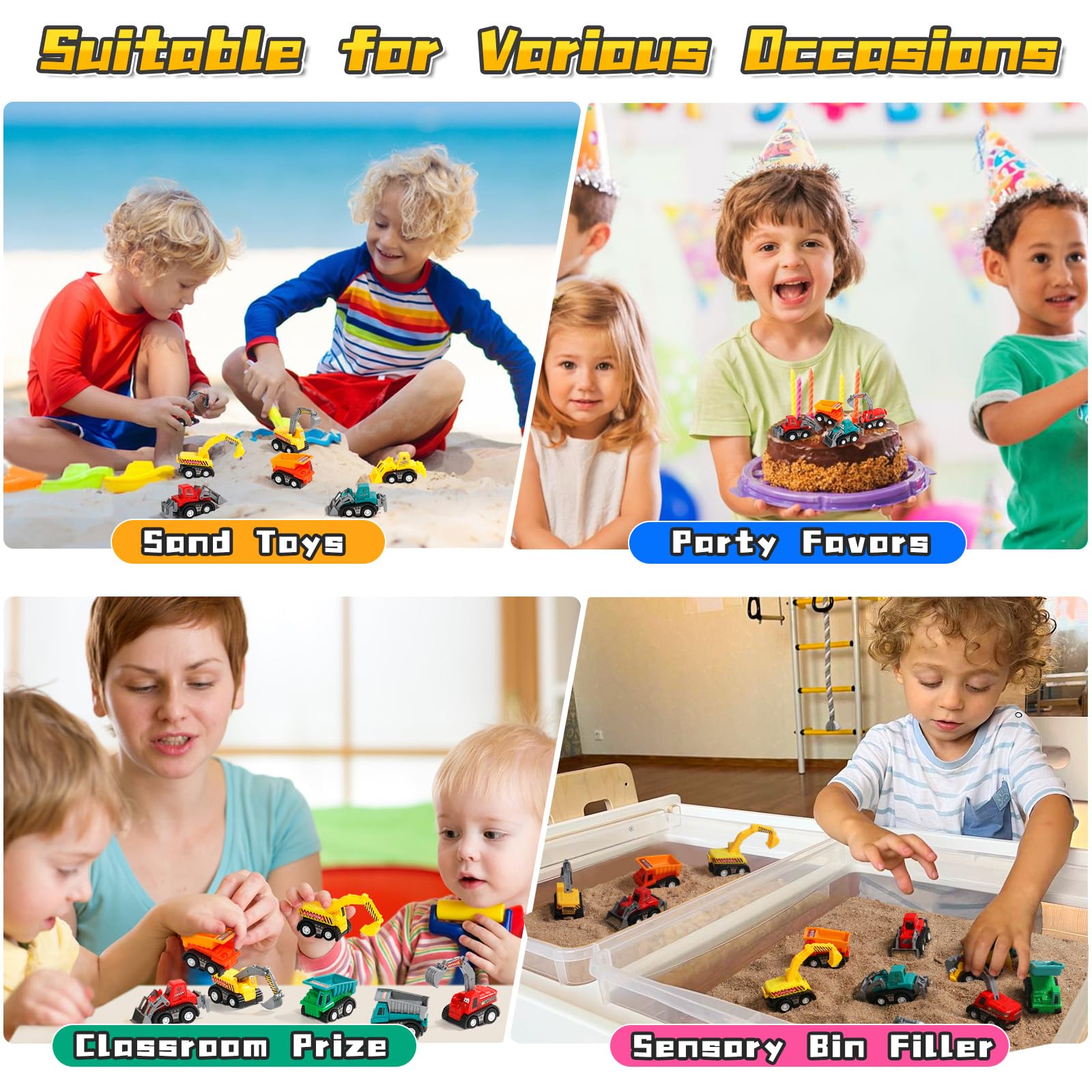 Fajiabao colorful toy cars pack designed for small hands and easy grip