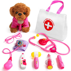 Fajiabao doctor kit plush dog for nurturing role-play and empathy development.