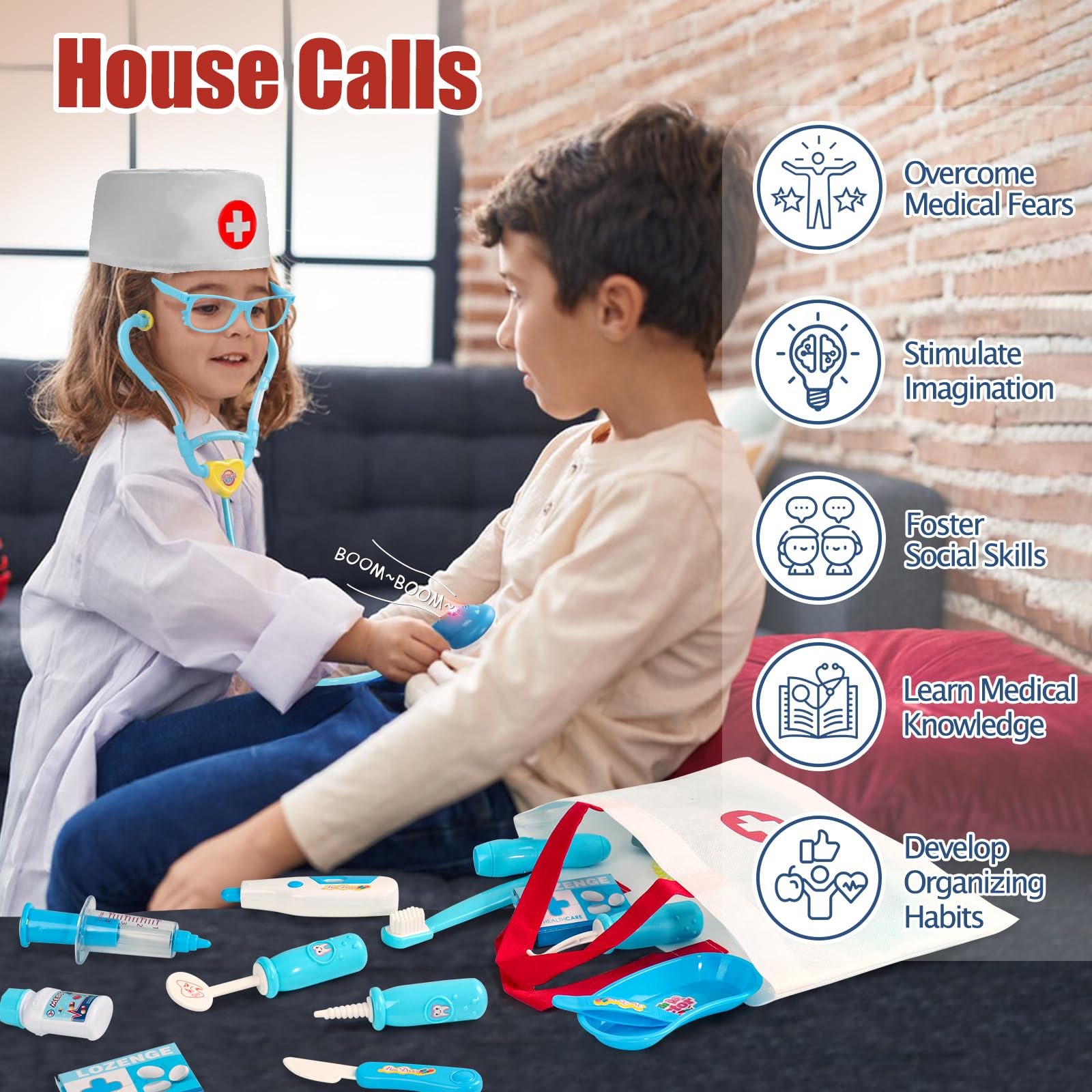 Fajiabao stethoscope included for realistic doctor role play