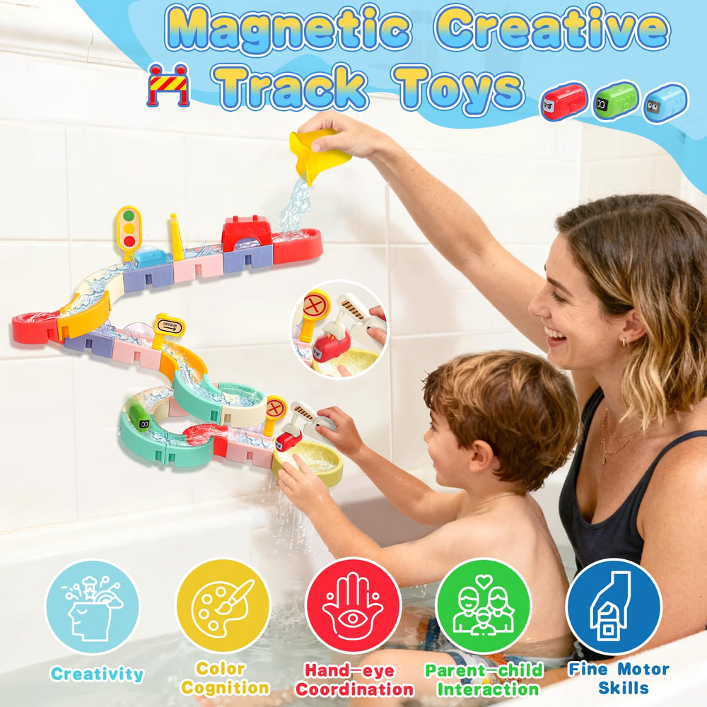 Fajiabao interlocking tracks and slides create creative tub layouts