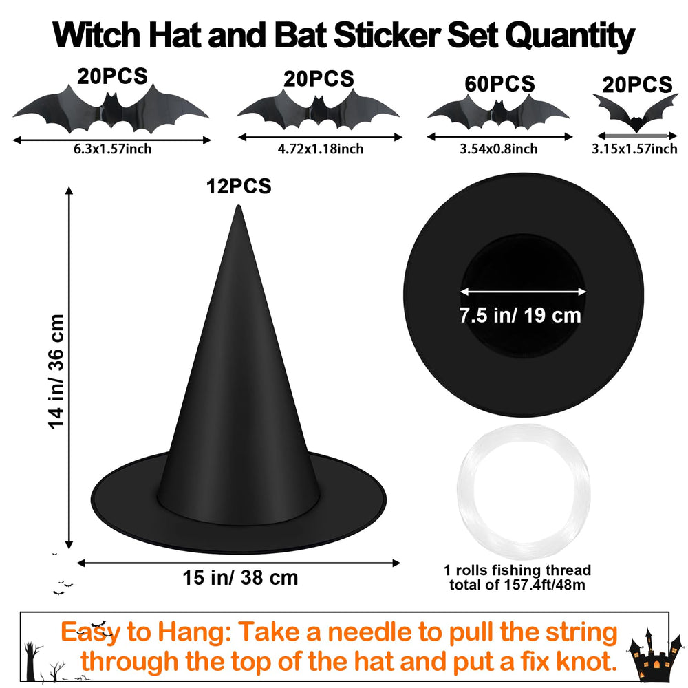 Famoby witch hat pack image showing 12 hats for easy large-scale decorating