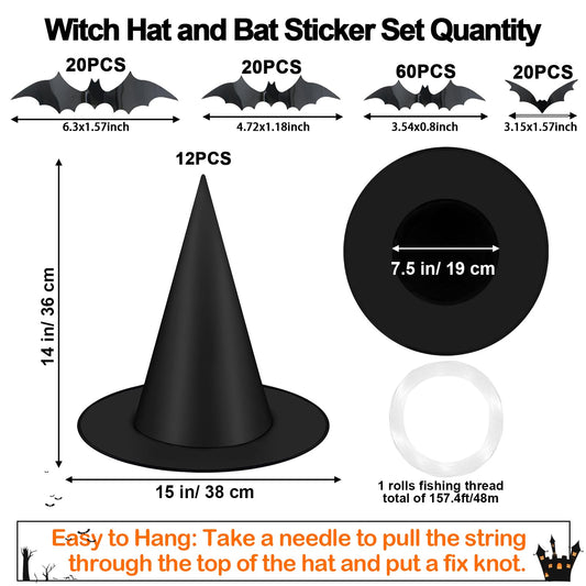 Famoby witch hat pack image showing 12 hats for easy large-scale decorating