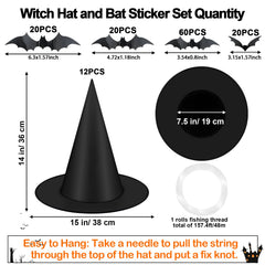 Famoby witch hat pack image showing 12 hats for easy large-scale decorating