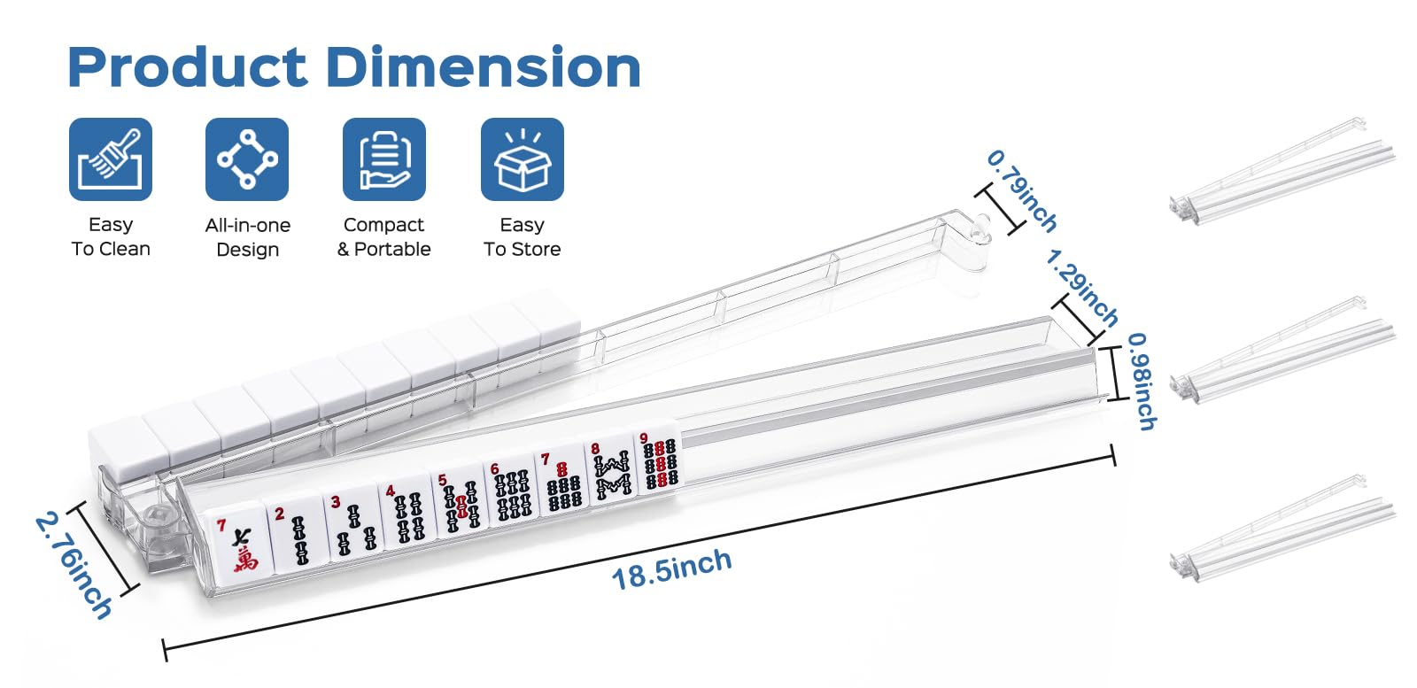 Built-in pushers simplify tile handling during fast rounds.