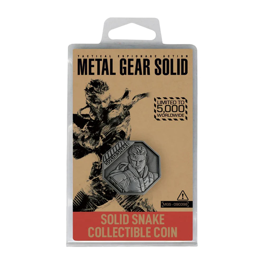 Fanattik coin close-up reveals crisp engravings of Solid Snake.