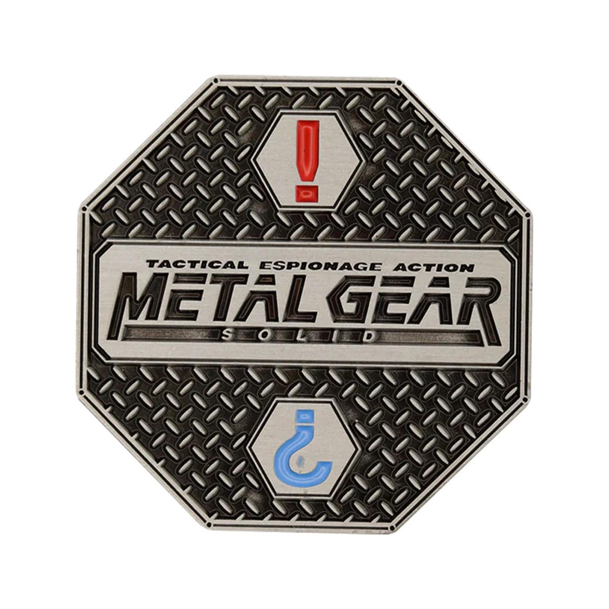 Fanattik Metal Gear Solid coin in protective acrylic cup display.