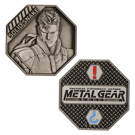 Fanattik Metal Gear Solid coin featuring Solid Snake front view, perfect for display collection.