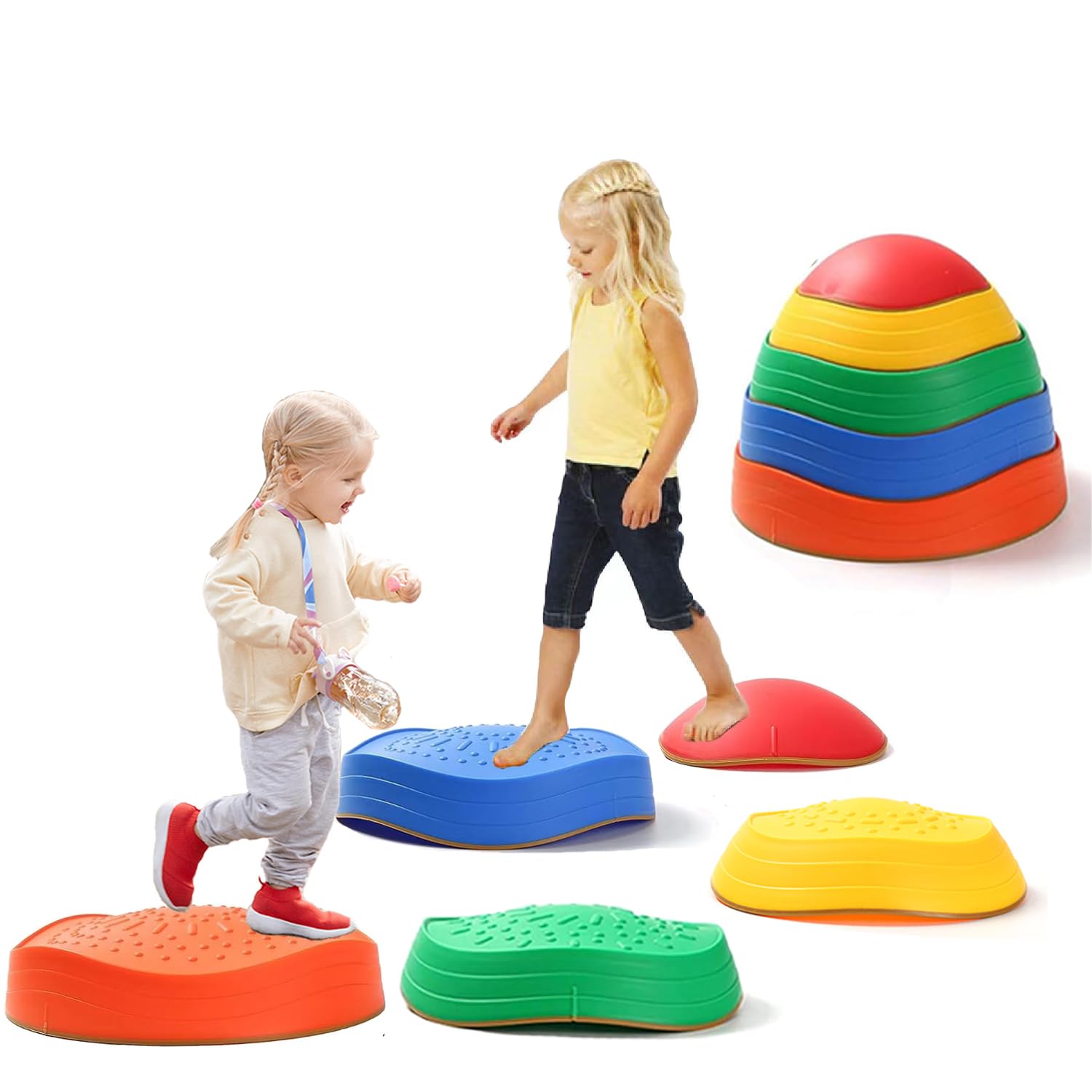 Fanboxk stepping stones 5-pack balance set promotes safe toddler balance indoors or outdoors